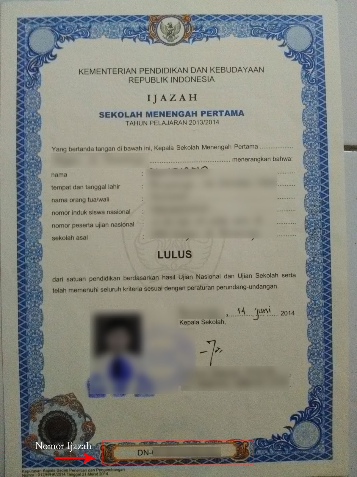 Detail Contoh No Ijazah Sma Koleksi Nomer 3