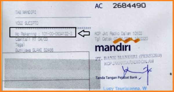 Detail Contoh No Rekening Mandiri Nomer 2