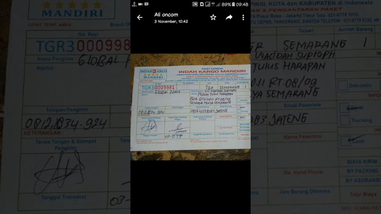 Detail Contoh No Resi Indah Cargo Nomer 5