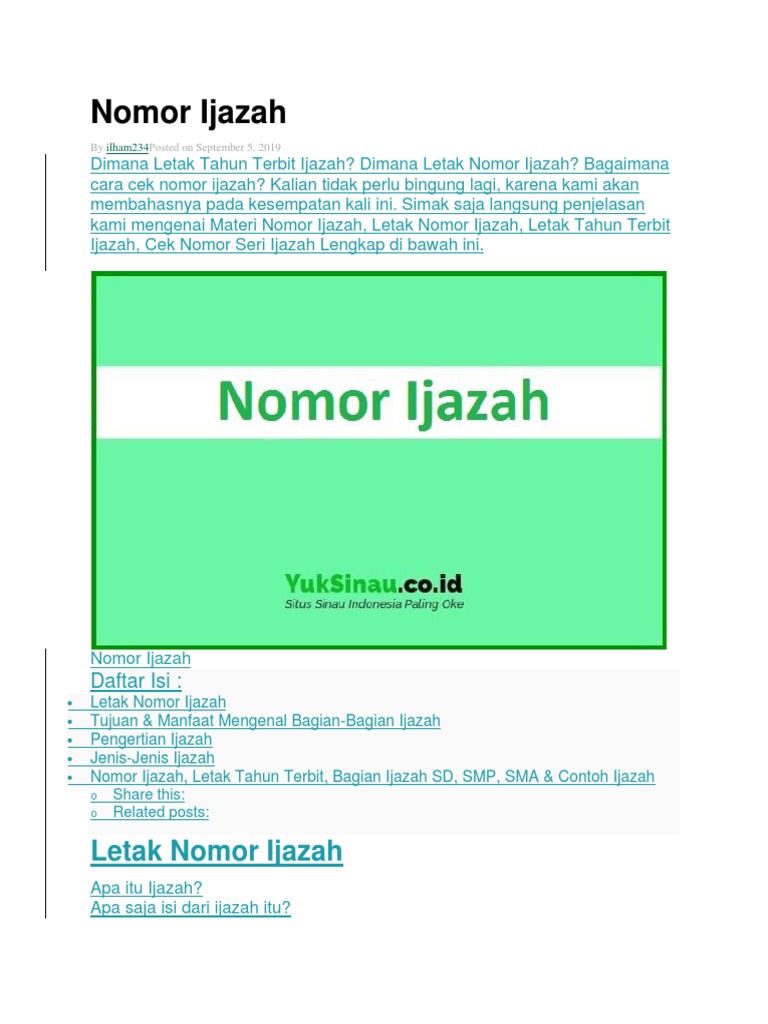 Detail Contoh Nomer Ijazah Nomer 56