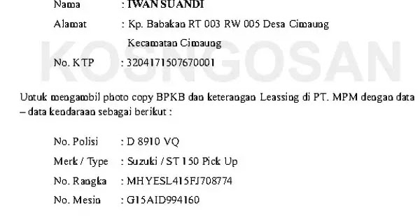 Detail Contoh Nomor Bpkb Nomer 53