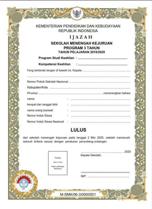 Contoh Nomor Ijazah Smk - KibrisPDR