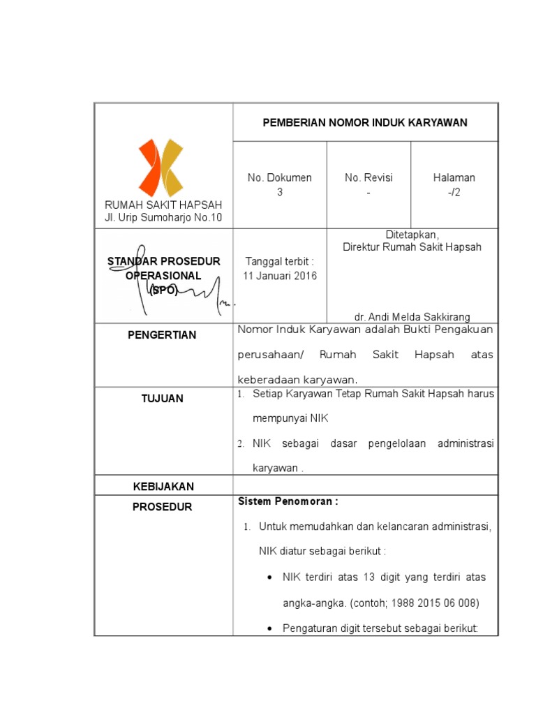 Detail Contoh Nomor Induk Pegawai Nomer 11