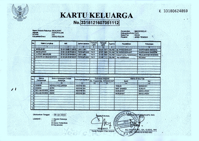 Detail Contoh Nomor Kartu Keluarga Nomer 12