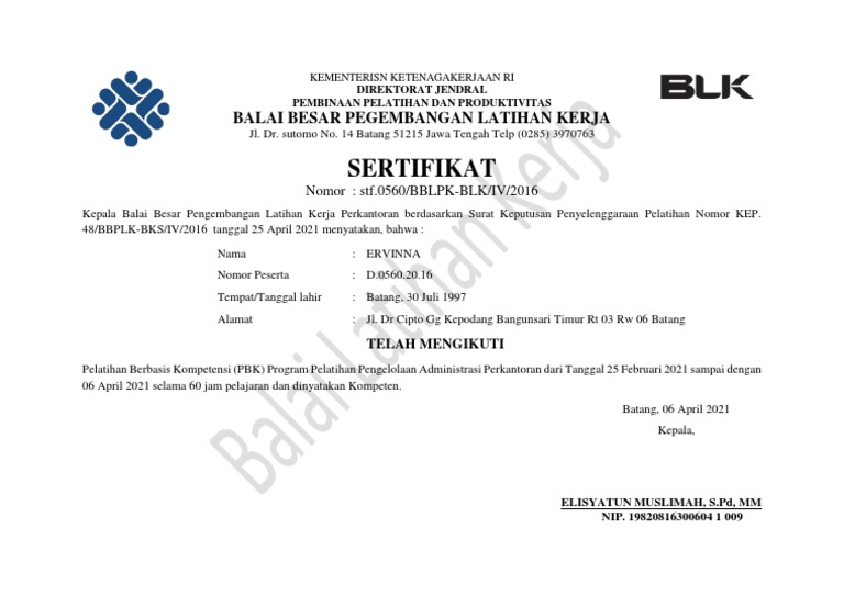 Detail Contoh Nomor Sertifikat Nomer 53