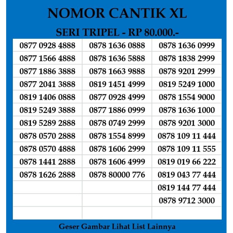 Detail Contoh Nomor Xl Nomer 12