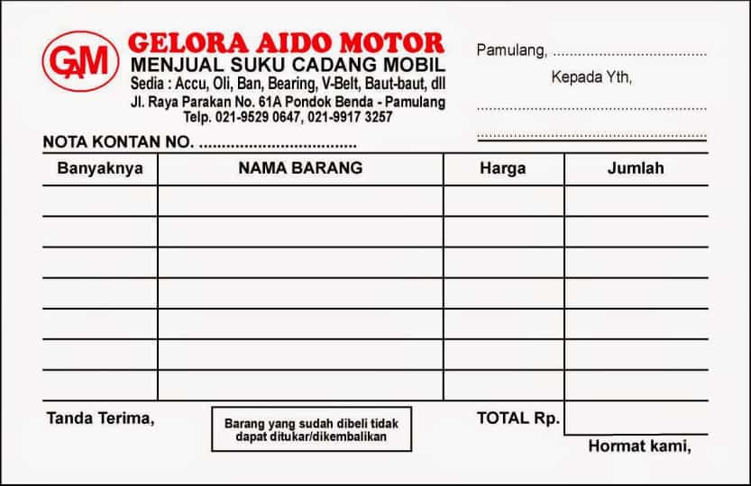 Halaman unduh untuk file contoh nota bengkel mobil yang ke 6