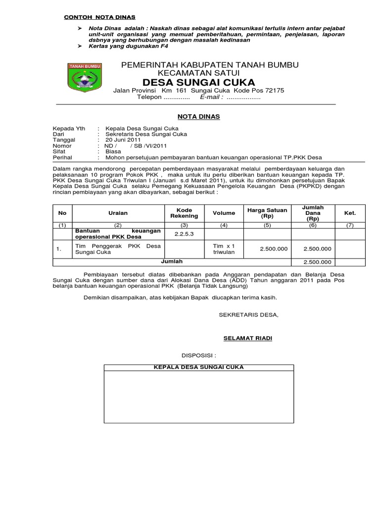 Detail Contoh Nota Dinas Nomer 3