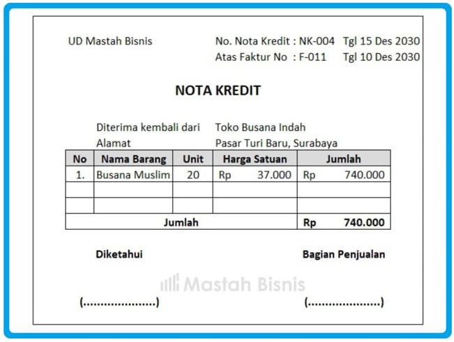 Detail Contoh Nota Kredit Nomer 42