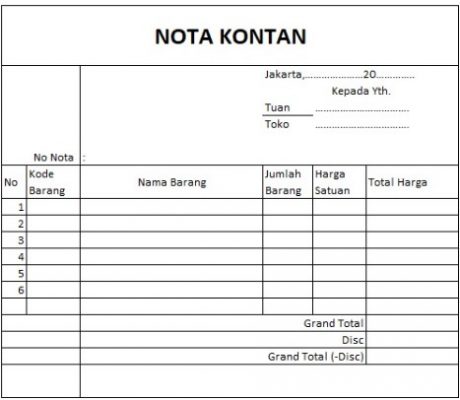 Detail Contoh Nota Kredit Nomer 45