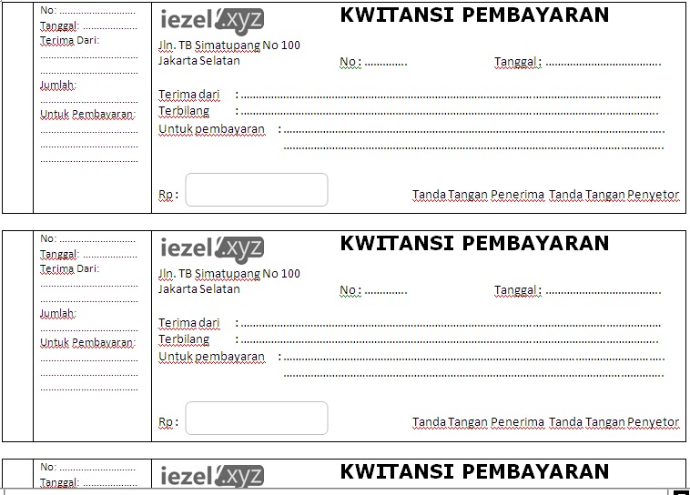 Detail Contoh Nota Kwitansi Nomer 51