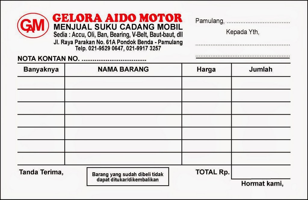 Detail Contoh Nota Pembelian Atk Nomer 4