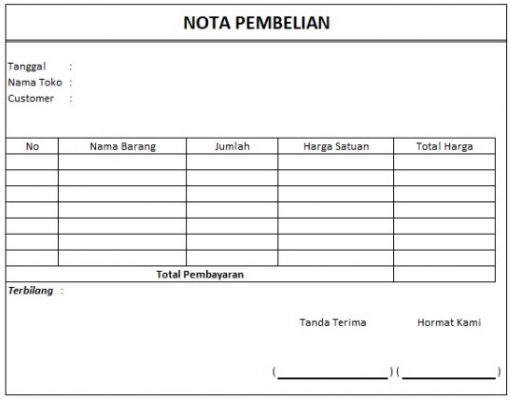 Contoh Nota Pembelian Barang - KibrisPDR