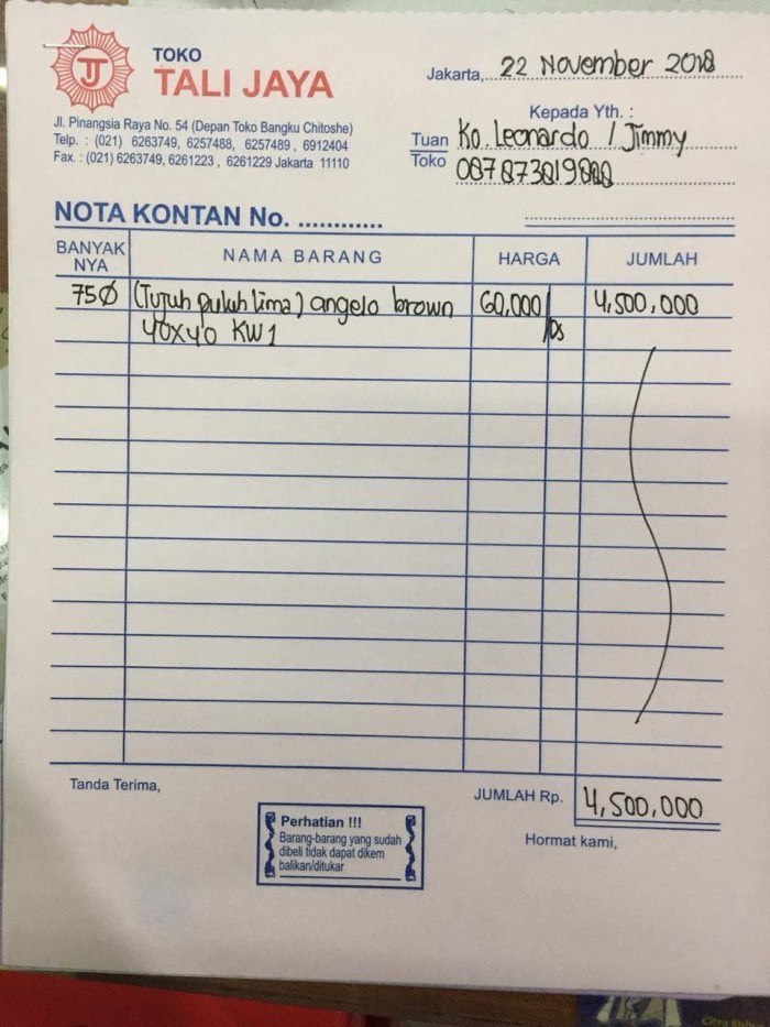 Detail Contoh Nota Pembelian Barang Nomer 9