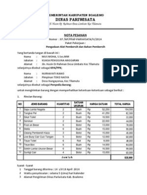 Detail Contoh Nota Pesanan Barang Nomer 11