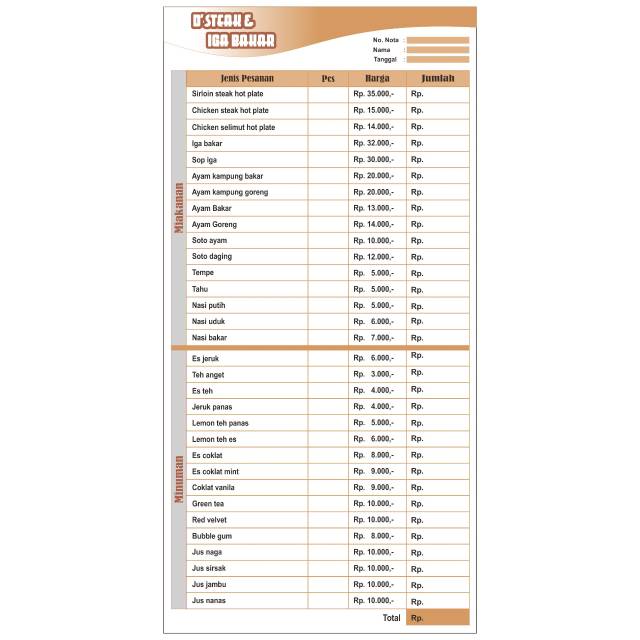 Detail Contoh Nota Rumah Makan Nomer 2