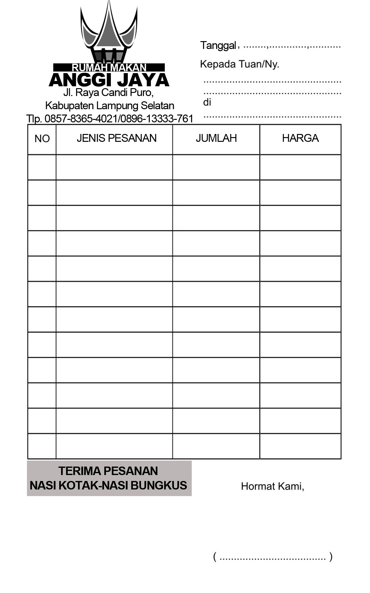 Detail Contoh Nota Rumah Makan Nomer 7