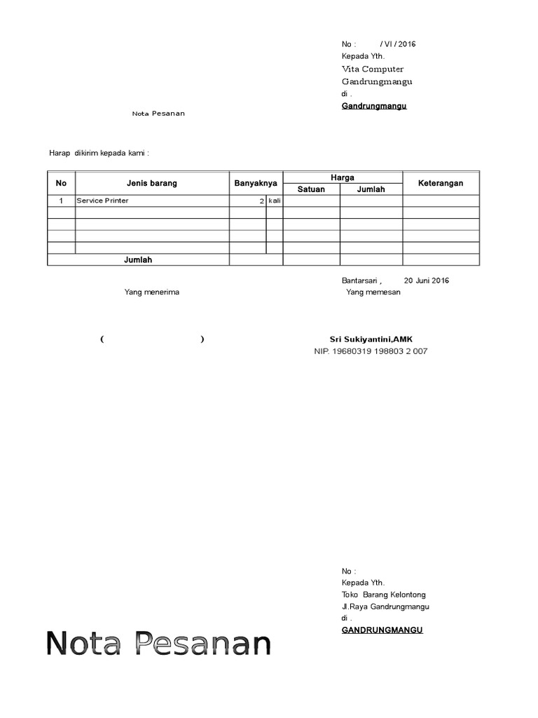 Detail Contoh Nota Service Komputer Koleksi Nomer 29 5310