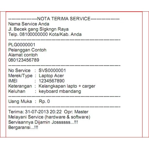 Detail Contoh Nota Service Komputer Nomer 6