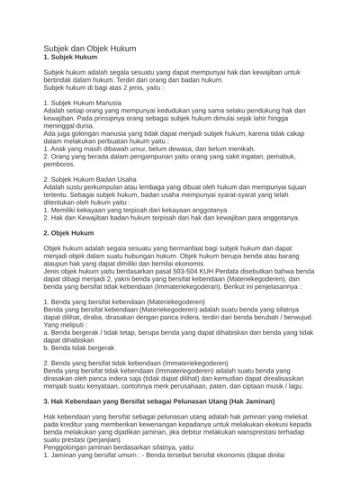 Detail Contoh Objek Hukum Nomer 42