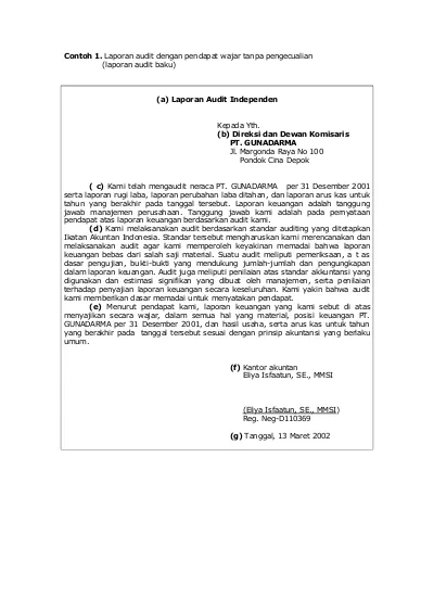 Detail Contoh Opini Audit Nomer 7