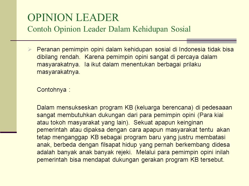 Detail Contoh Opinion Leader Nomer 2