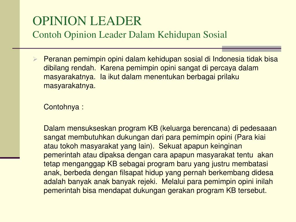 Detail Contoh Opinion Leader Nomer 26