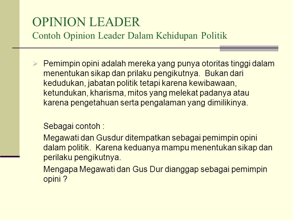 Detail Contoh Opinion Leader Nomer 4