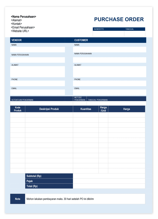 Detail Contoh Order Form Nomer 40