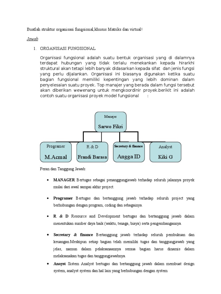 Detail Contoh Organisasi Matriks Nomer 45