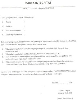 Contoh Pakta Integritas Perusahaan - KibrisPDR