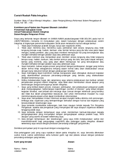 Detail Contoh Pakta Integritas Perusahaan Nomer 35