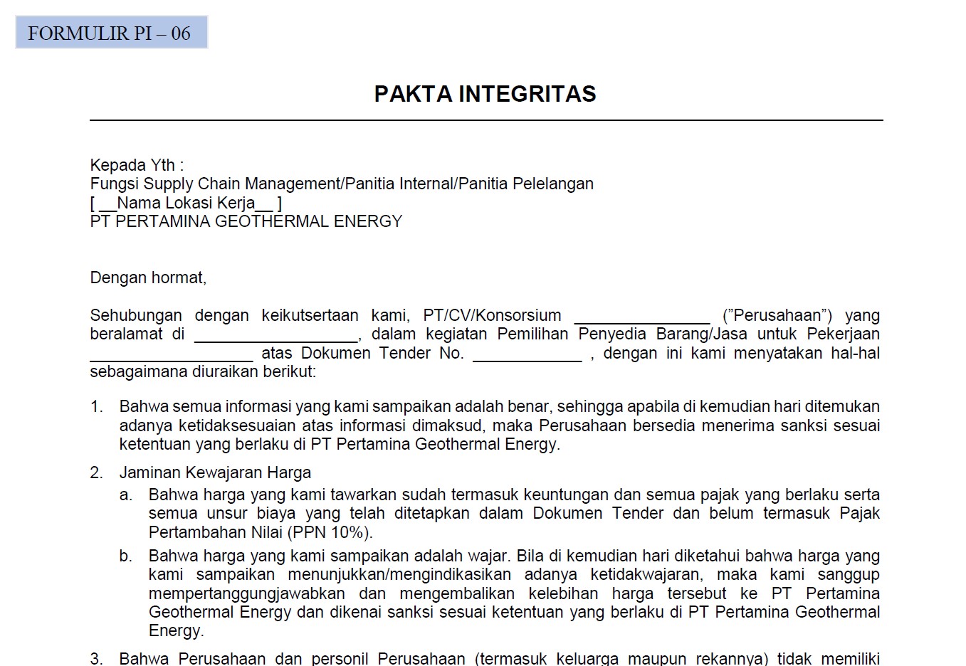 Detail Contoh Pakta Integritas Perusahaan Nomer 39