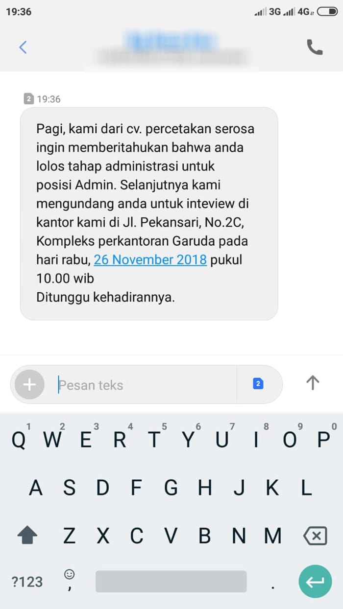 Detail Contoh Panggilan Interview Via Whatsapp Nomer 2