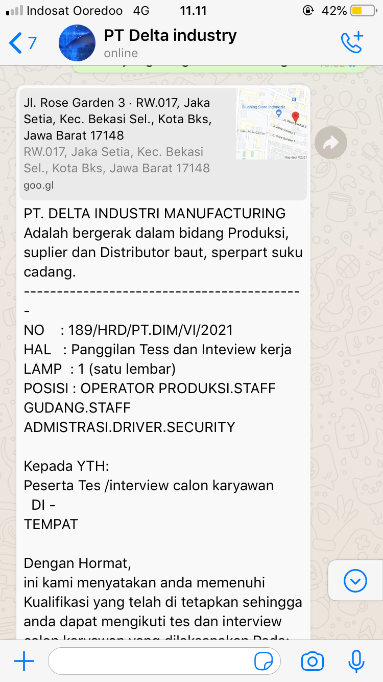 Detail Contoh Panggilan Interview Via Whatsapp Nomer 14