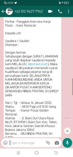 Detail Contoh Panggilan Interview Via Whatsapp Nomer 28