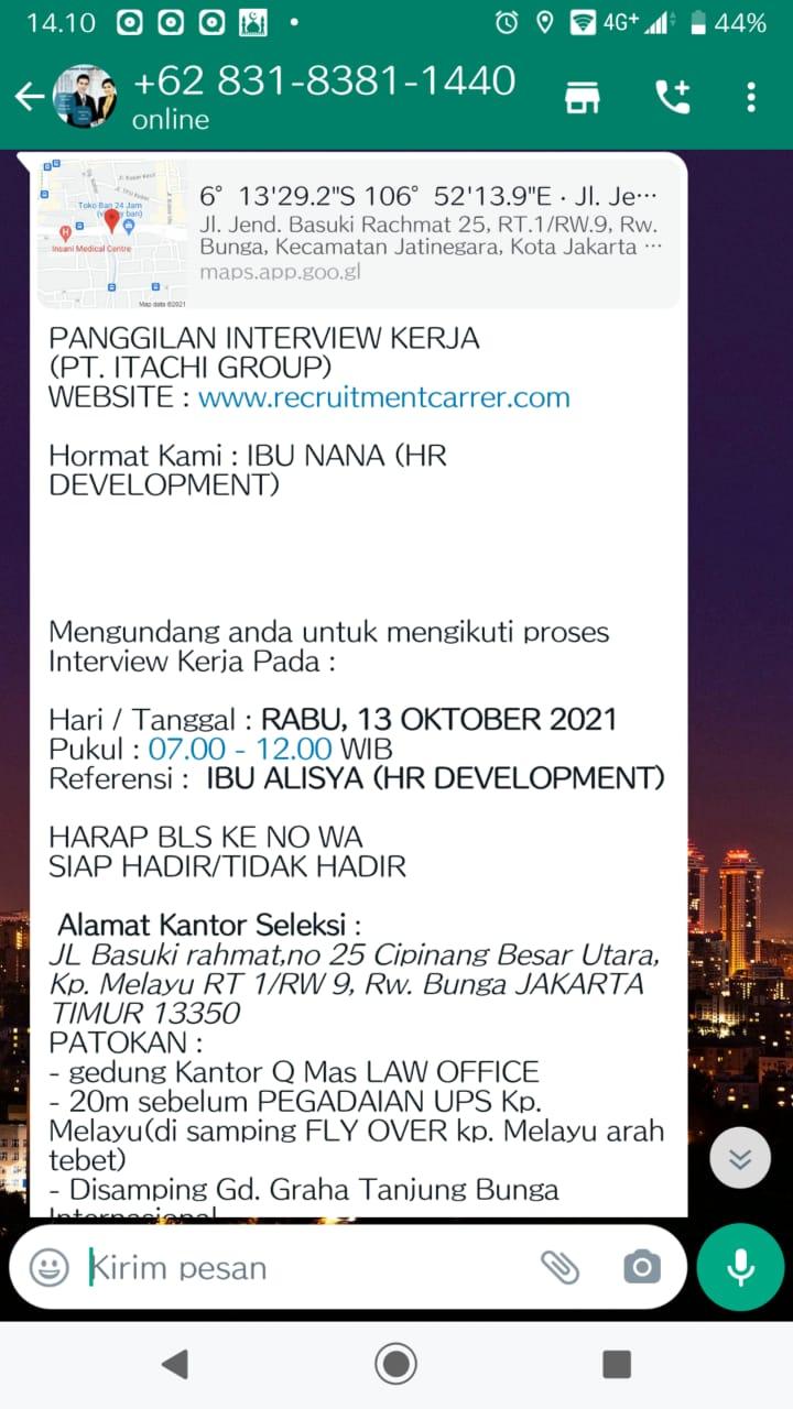 Detail Contoh Panggilan Interview Via Whatsapp Nomer 5