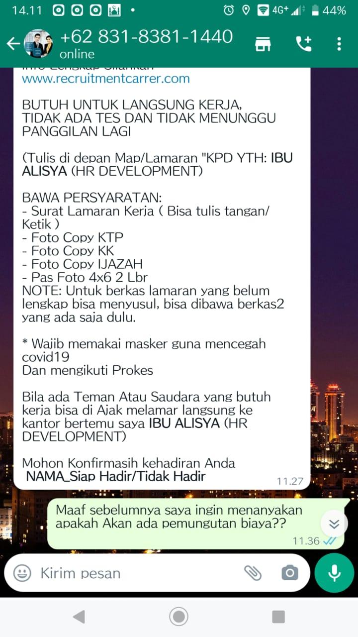 Detail Contoh Panggilan Interview Via Whatsapp Nomer 8