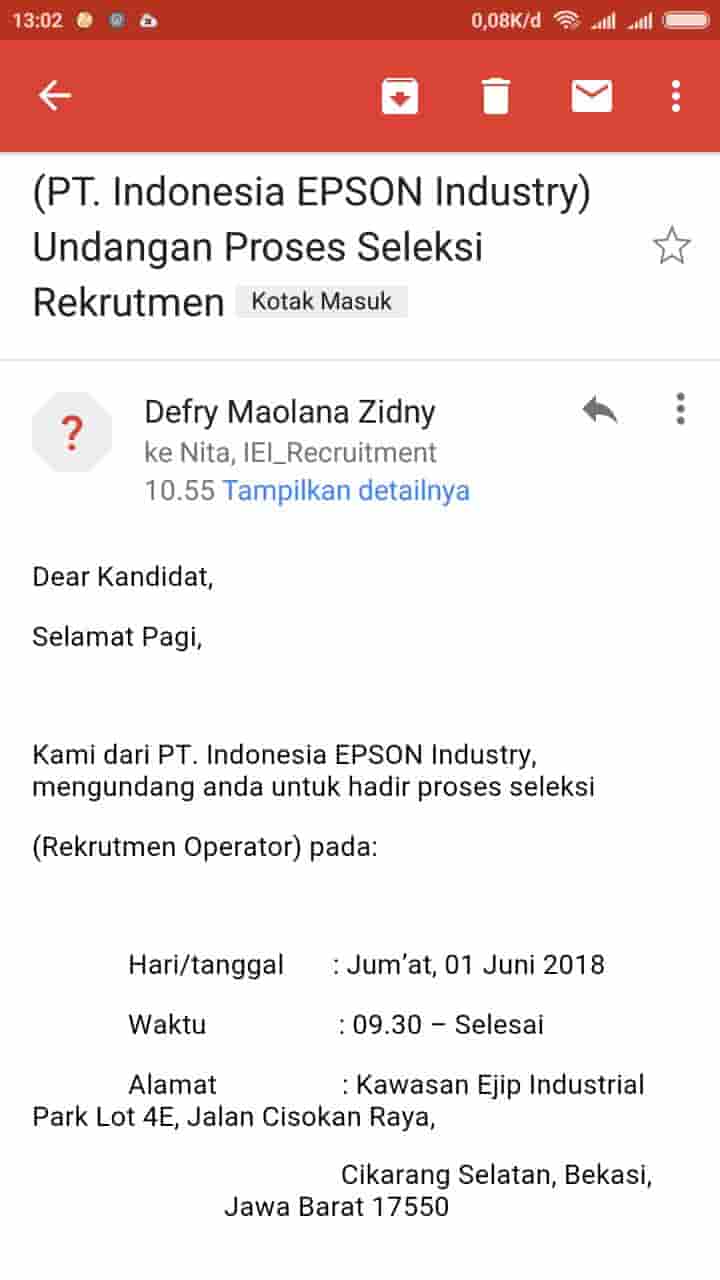 Detail Contoh Panggilan Kerja Via Email Asli Nomer 12