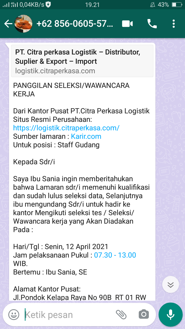 Detail Contoh Panggilan Kerja Via Email Asli Nomer 5