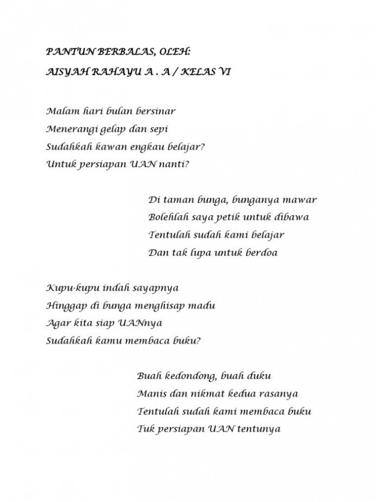 Detail Contoh Pantun Jenaka Anak Nomer 47