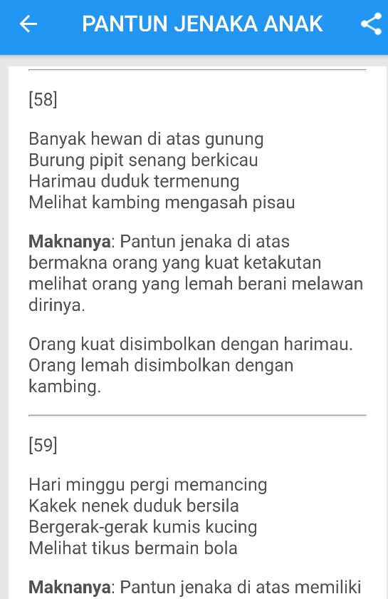 Detail Contoh Pantun Jenaka Anak Nomer 10