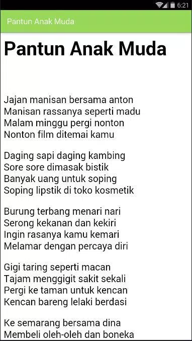 Detail Contoh Pantun Muda Nomer 18