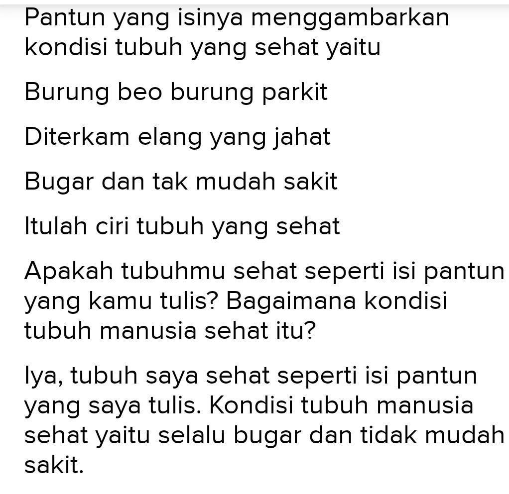 Detail Contoh Pantun Yang Isinya Menggambarkan Kondisi Tubuh Yang Sehat Nomer 6