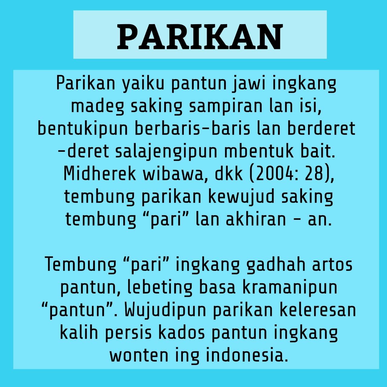 Detail Contoh Parikan 2 Gatra Nomer 8