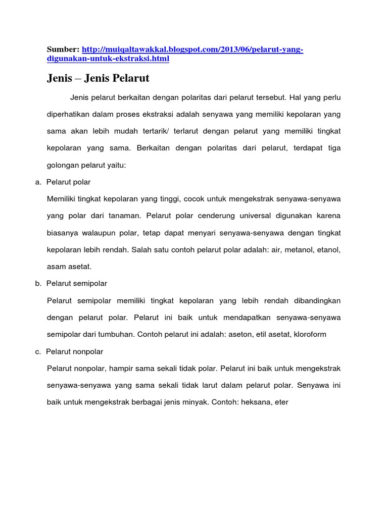 Detail Contoh Pelarut Polar Dan Nonpolar Nomer 28