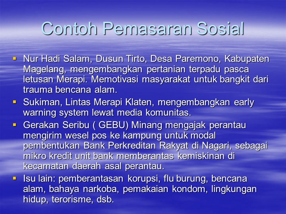 Detail Contoh Pemasaran Sosial Nomer 3