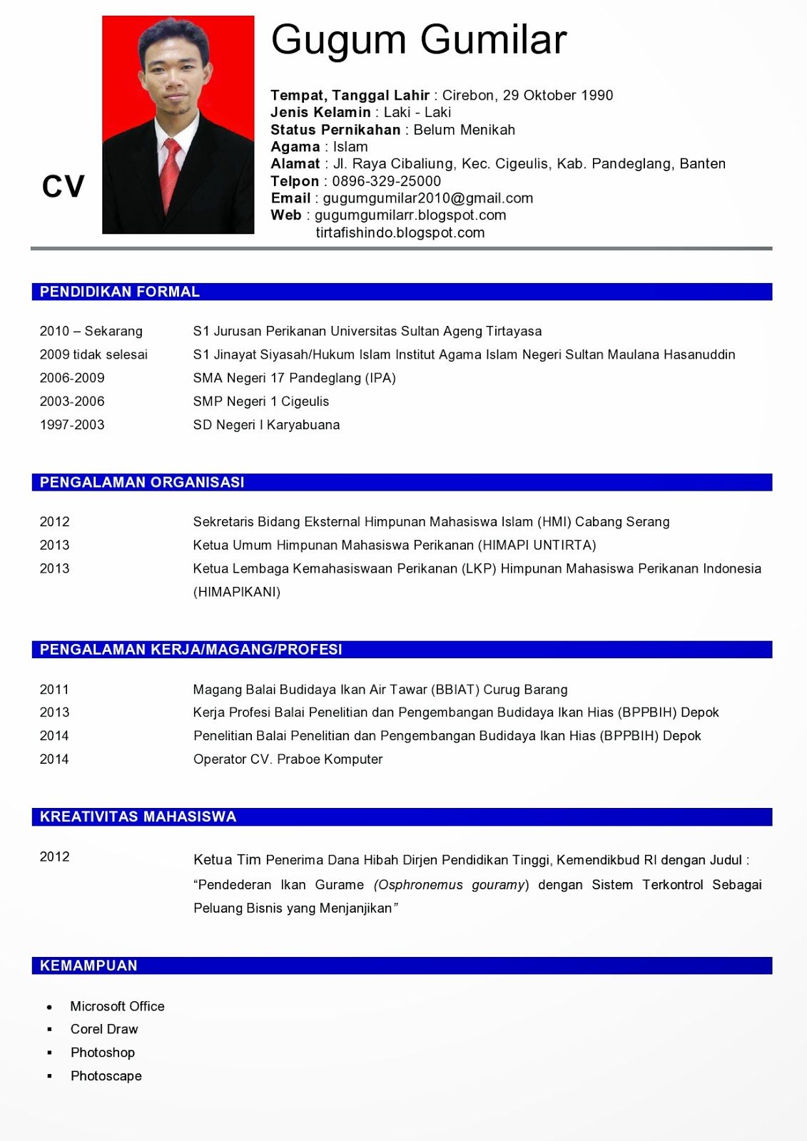 Detail Contoh Pembuatan Cv Nomer 20