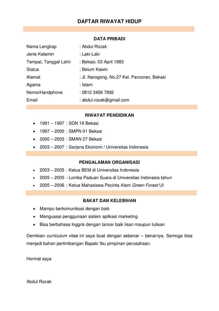 Detail Contoh Pembuatan Cv Nomer 35