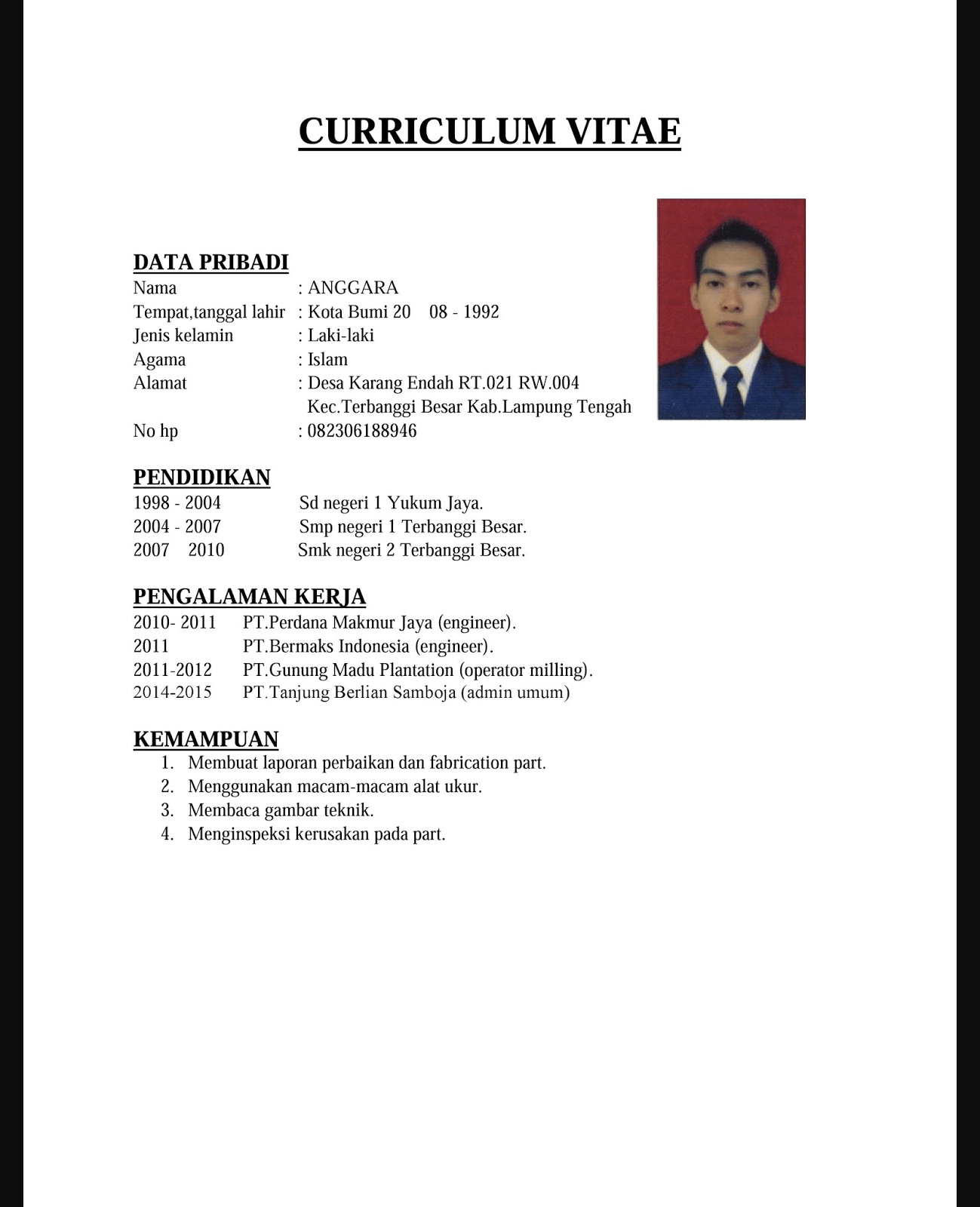 Detail Contoh Pembuatan Cv Lamaran Kerja Nomer 3